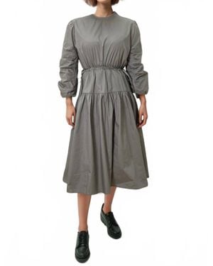 N by Nancy Long Sleeves Cotton Midi Dress - Gray