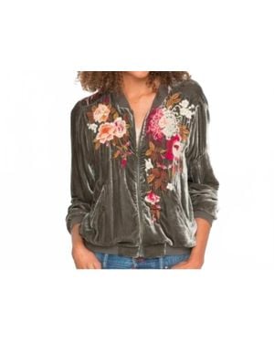 Johnny Was Chrys Velvet Bomber Jacket - Black