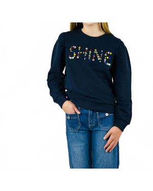 Paper Flower Shine 3D Jewel Sweatshirt - Blue