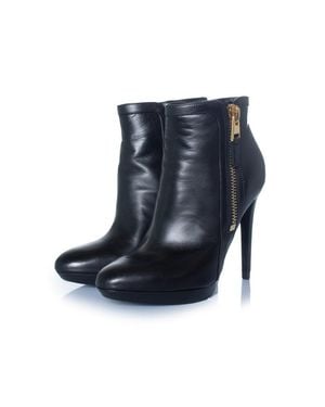 Tom Ford Leather Platform Ankle Boots - Blue