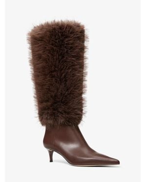 Michael Kors Outlet Nalia Faux Fur Boot - Brown