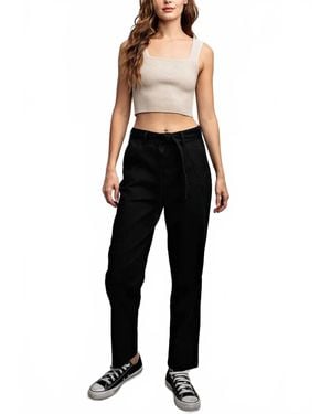 Eesome Tie Waist Denim Pants - Black