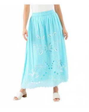 Karen Kane Cut-Out Embroidery Midi Skirt - Blue