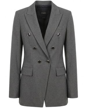 Pinko Tailored Double-Breasted Blazer With Sharp Lapels And Prominent Buttons - Black