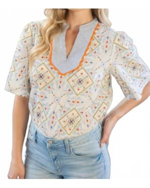 Voya Wave Print Top - Natural