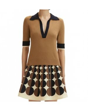 Oscar de la Renta Short Sleeve Color Block Pullover - Green