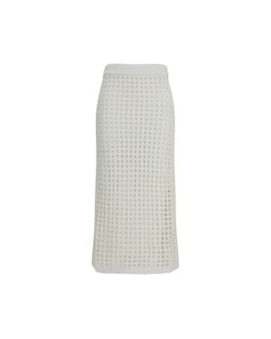 Max Mara Pure Cotton Midi Skirt - Gray