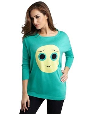 Angel Big Eyes Emoji Top - Green