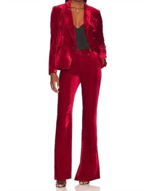 L'Agence Lane Velvet Flare Pants - Red