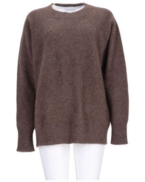 P.A.R.O.S.H. Soft Fuzzy Knit Sweater With Relaxed Fit And Ribbed Details - Brown