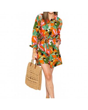 Ivy Jane Tropical Shirt Style Romper - Yellow