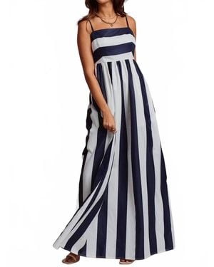 Urban Daizy Vertical Stripe Smocked Back Maxi Dress - Blue