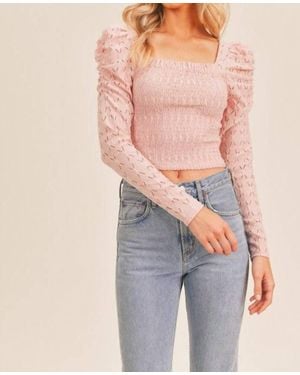 Lush Mimi Puff Sleeve Top - Pink