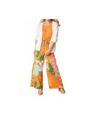 Coco + Carmen Torenia Printed Flowy Wide Leg Pants - Orange