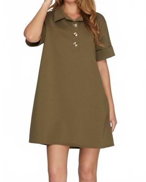She + Sky Debbie Mini Shift Dress - Green