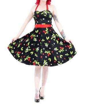 hearts & roses Cherry Blossom Halter Swing Dress - Black