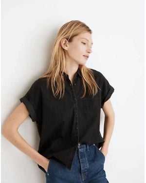Madewell Denim Rolled Short Sleeve Shirt - Black