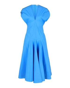 Ferragamo Cotton Poplin Midi Dress - Blue