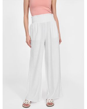 Guess Harper Linen-Blend Palazzo Pants - White