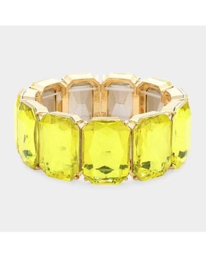 Fashnzfab Emerald Cut Stone Stretch Evening Bracelet - Yellow