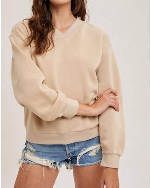 Bluivy Long Sleeve V-Neck Sweatshirt - Blue