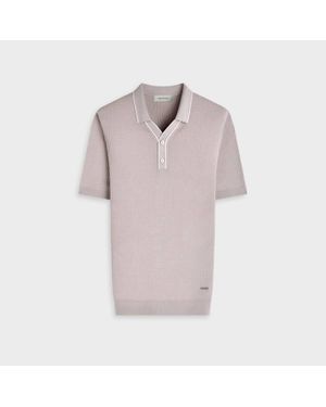 Bugatchi Waffle Knit Johnny Collar Short-Sleeve Sweater - Pink