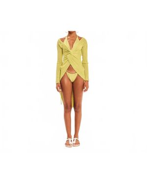 Kourbela Lurex Knitted Cardigan - Yellow