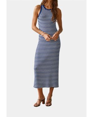 By Together Striped Ribbed Sleeveless Midi Dress - Blue