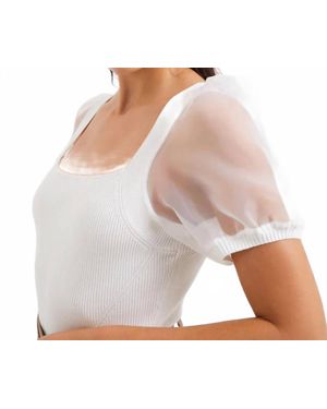 French Connection Lex Krista Organza Mix Sweater - White
