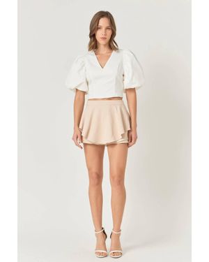 Endless Rose Puff Sleeve Crop Top - Natural