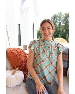 Voya Country Charm Plaid Ruffle Top - Multicolor
