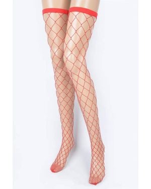 TRUEDAMES Fishnet Fashion Stocking - Red