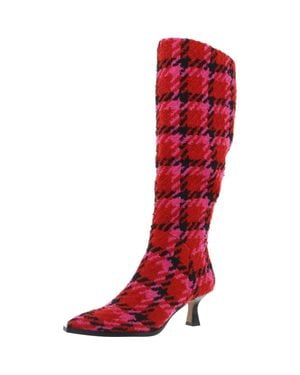 Betsey Johnson Pamella Zipper Herringbone Knee-High Boots - Red