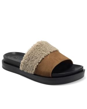 Aerosoles Louie Sandals Cognac Slip On Open Toe Comfort Slide Gal1067 - Brown