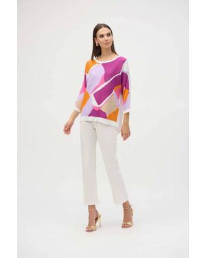 Joseph Ribkoff Color-Blocked Relaxed Pullover - Pink