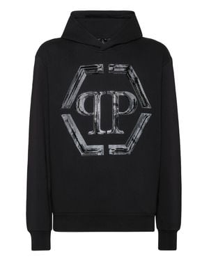 Philipp Plein Hoodie Sweatshirt Ls Strass Hexagon - Black