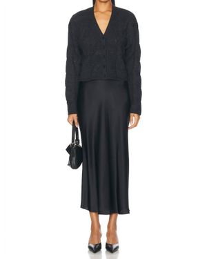 SABLYN Miranda Scallop Trim Bias Cut Pull On Midi Skirt - Black
