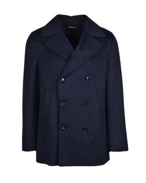 Kiton Double-Breasted Cashmere Peacoat - Blue