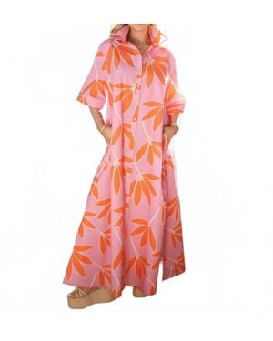 Karlie Gabby Palm Leaf Floral Maxi Dress - Red