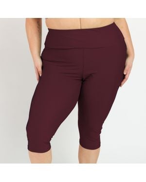 Calypsa Plus High Waisted Capri Swim Leggings - Purple
