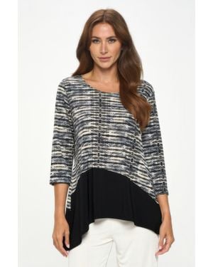 TRUEDAMES Round Neck Quarter Sleeve Top - Black