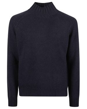 Aragona Raglan Sleeve High Turtleneck Pure Cashmere Sweater - Blue