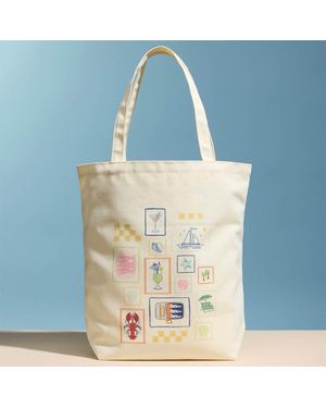 Fashnzfab Coastal Icon Print Everyday Carry Tote Bag - Blue