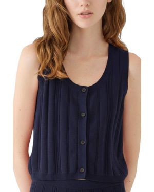 DEMYLEE Nyla Cotton Linen Ribbed Tank Vest - Blue