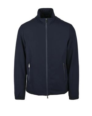 Paul & Shark Lined Softshell Jacket With High Collar And Zip Closure - Blue