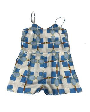 La Prestic Ouiston Tennis Racquet Midi Romper - Blue