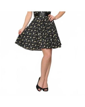 Orchid Bloom Violine Halter Swing Dress - Black