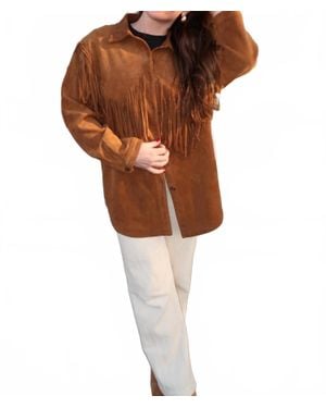 Sky To Moon Suede Fringe Jacket - Brown