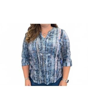 Fdj 3/4 Sleeve Henley Top - Blue
