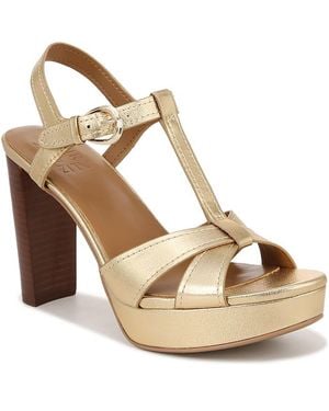Naturalizer Marnie Leather Ankle Strap Heels - Metallic